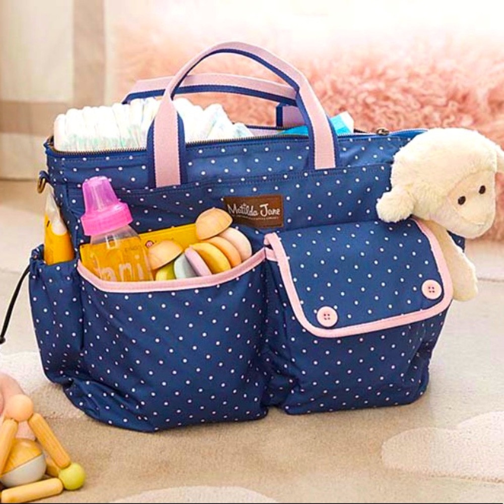 Matilda Jane Blue & Pink Polka Dot Diaper Bag